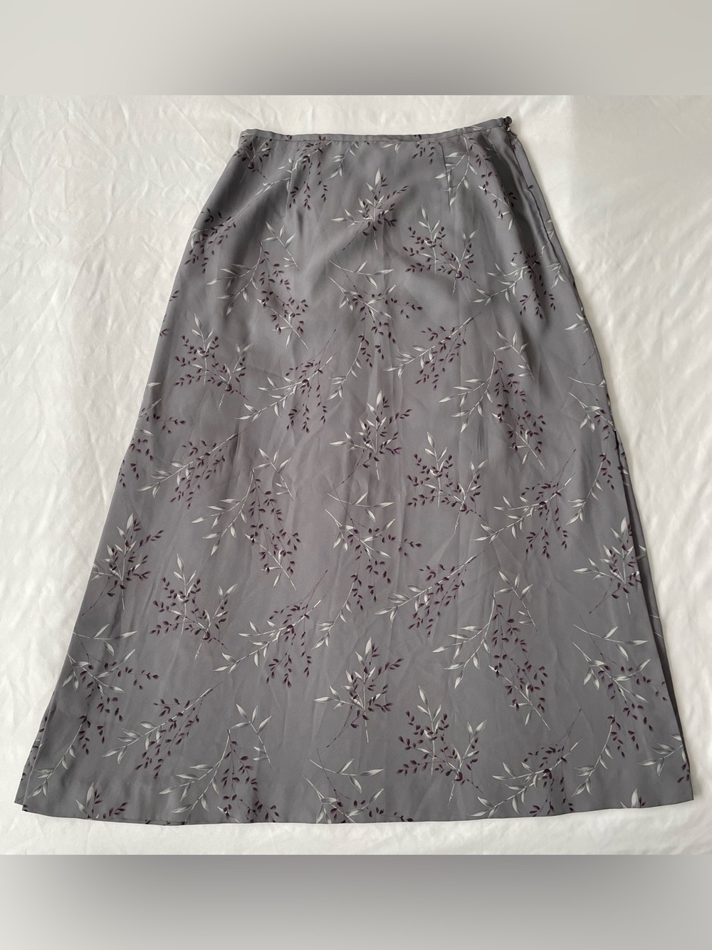 LOFT Grey Floral Double Slit Maxi Skirt